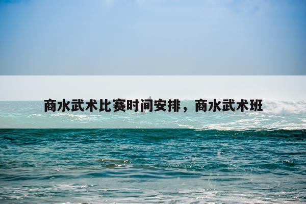 商水武术比赛时间安排,商水武术班