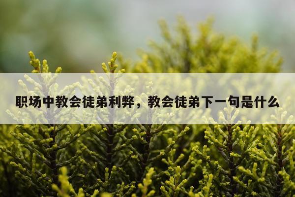 职场中教会徒弟利弊,教会徒弟下一句是什么