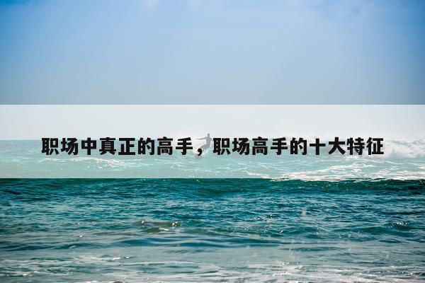 职场中真正的高手，职场高手的十大特征