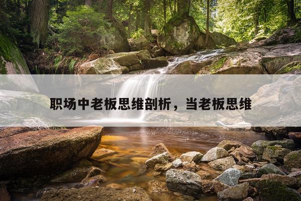 职场中老板思维剖析，当老板思维