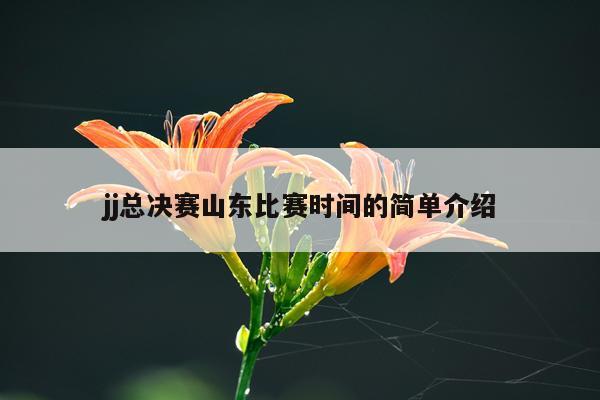 jj总决赛山东比赛时间的简单介绍