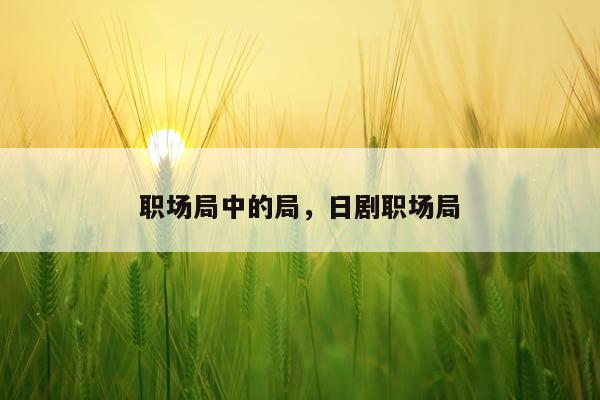 职场局中的局，日剧职场局