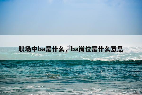职场中ba是什么，ba岗位是什么意思