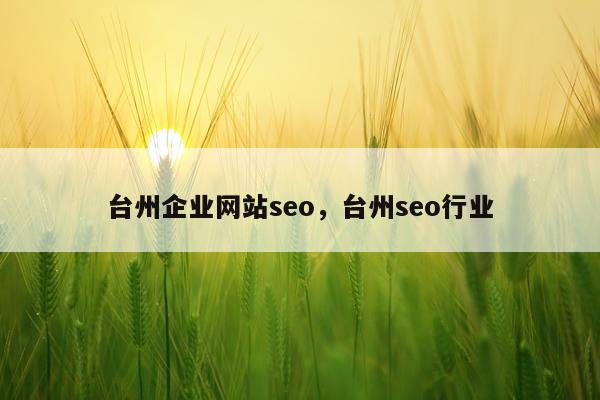 台州企业网站seo，台州seo行业