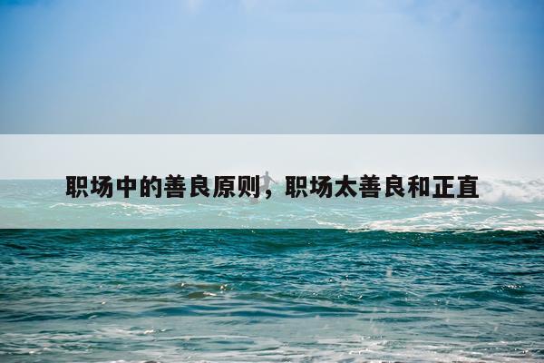 职场中的善良原则，职场太善良和正直