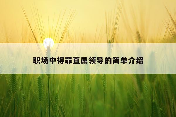 职场中得罪直属领导的简单介绍