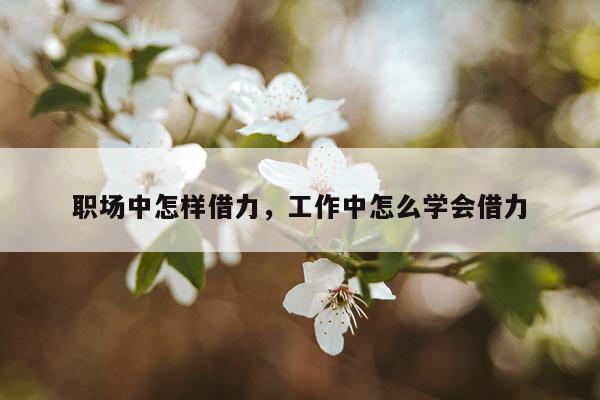 职场中怎样借力，工作中怎么学会借力