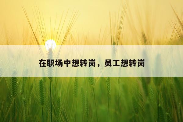 在职场中想转岗，员工想转岗