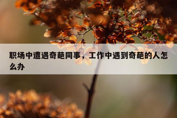 职场中遭遇奇葩同事，工作中遇到奇葩的人怎么办