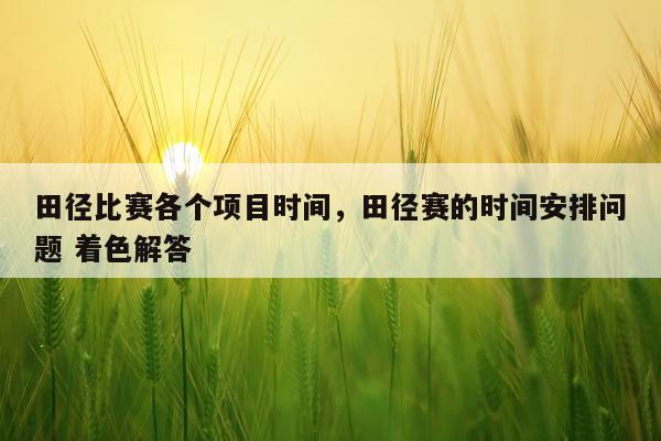 田径比赛各个项目时间，田径赛的时间安排问题 着色解答