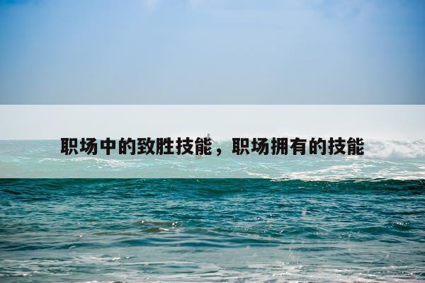 职场中的致胜技能，职场拥有的技能