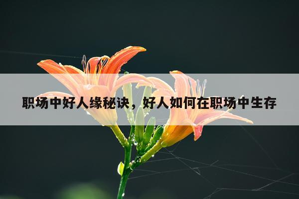 职场中好人缘秘诀，好人如何在职场中生存