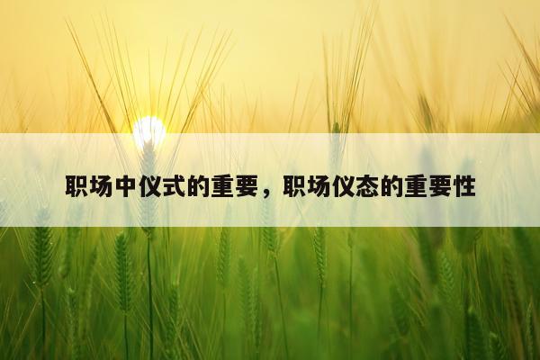 职场中仪式的重要，职场仪态的重要性