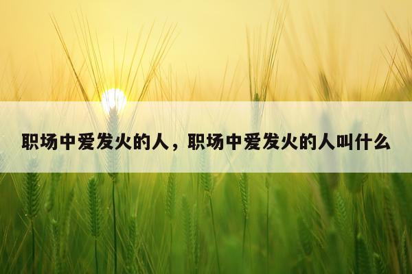 职场中爱发火的人，职场中爱发火的人叫什么