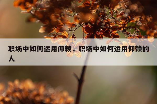 职场中如何运用仰赖，职场中如何运用仰赖的人