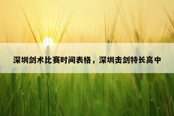 深圳剑术比赛时间表格,深圳击剑特长高中
