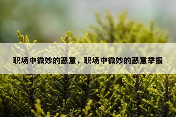 职场中微妙的恶意，职场中微妙的恶意举报