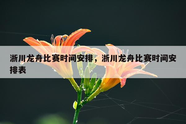 浙川龙舟比赛时间安排,浙川龙舟比赛时间安排表