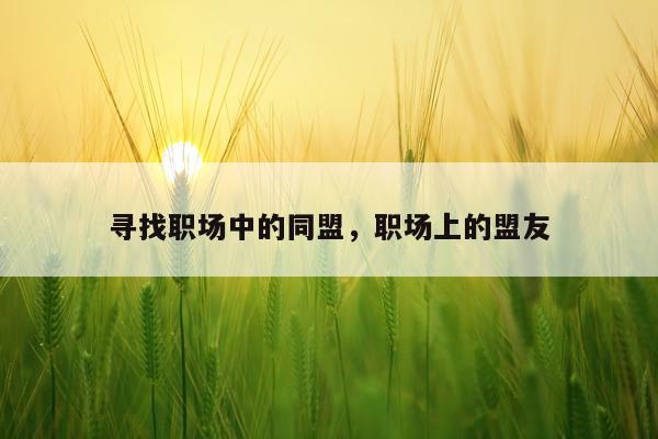 寻找职场中的同盟，职场上的盟友