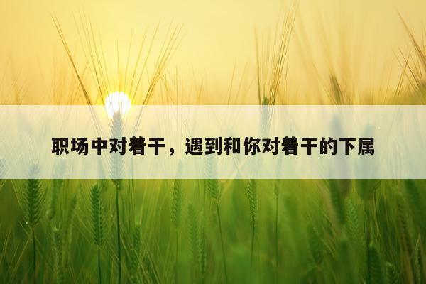 职场中对着干，遇到和你对着干的下属