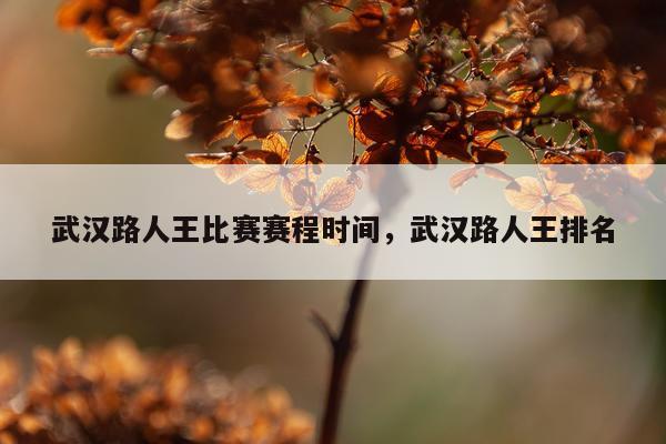武汉路人王比赛赛程时间,武汉路人王排名