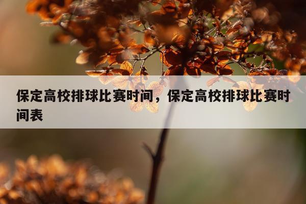 保定高校排球比赛时间,保定高校排球比赛时间表