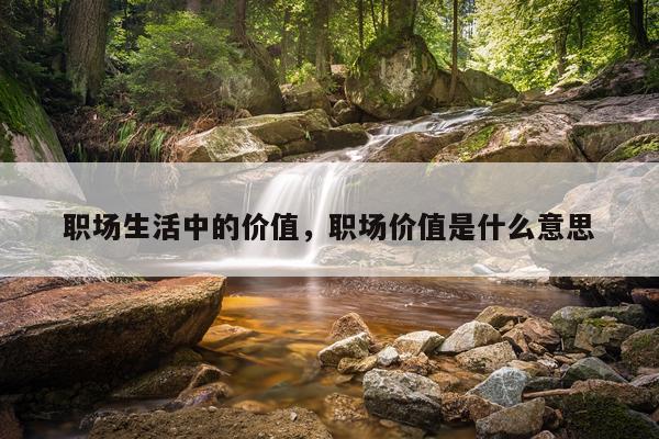 职场生活中的价值，职场价值是什么意思