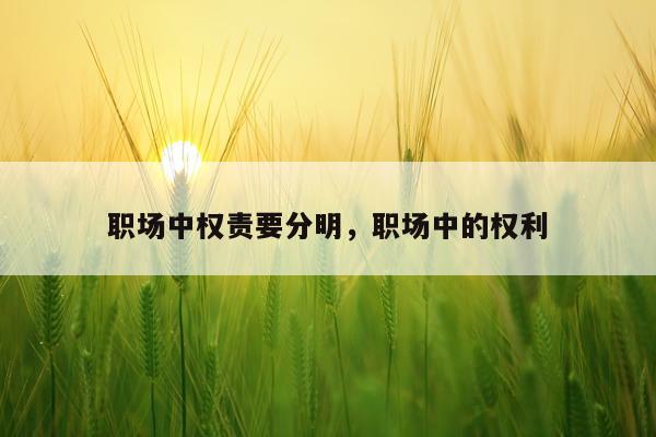 职场中权责要分明，职场中的权利