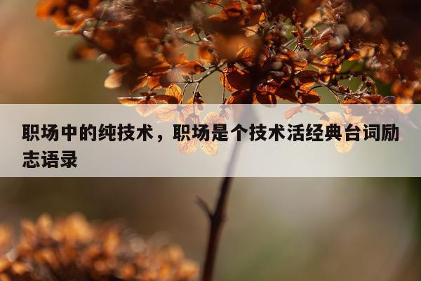 职场中的纯技术，职场是个技术活经典台词励志语录