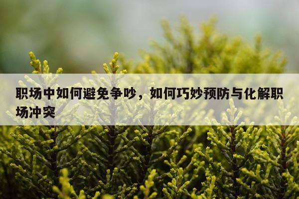 职场中如何避免争吵，如何巧妙预防与化解职场冲突