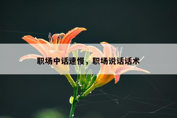 职场中话速慢，职场说话话术
