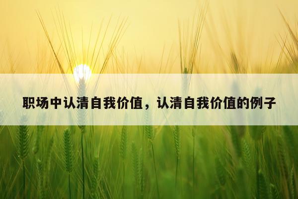 职场中认清自我价值，认清自我价值的例子
