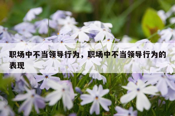 职场中不当领导行为，职场中不当领导行为的表现