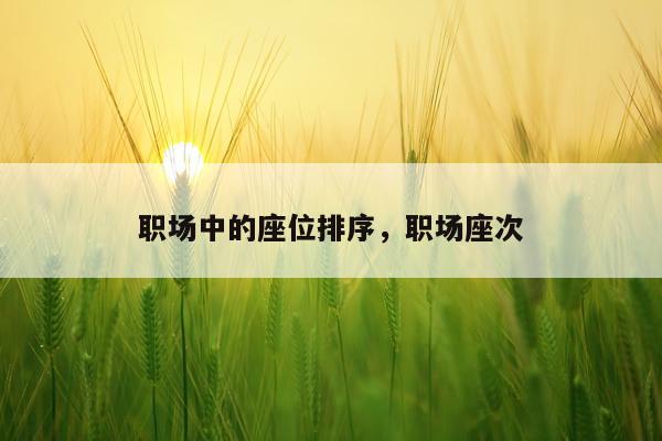 职场中的座位排序，职场座次