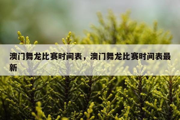 澳门舞龙比赛时间表，澳门舞龙比赛时间表最新