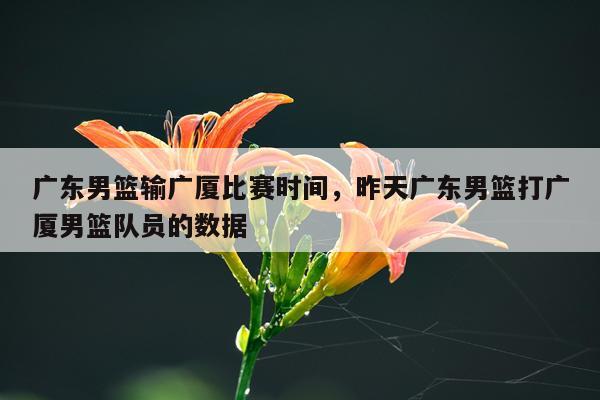 广东男篮输广厦比赛时间，昨天广东男篮打广厦男篮队员的数据