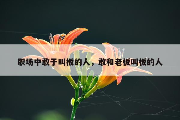 职场中敢于叫板的人，敢和老板叫板的人