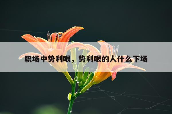 职场中势利眼，势利眼的人什么下场