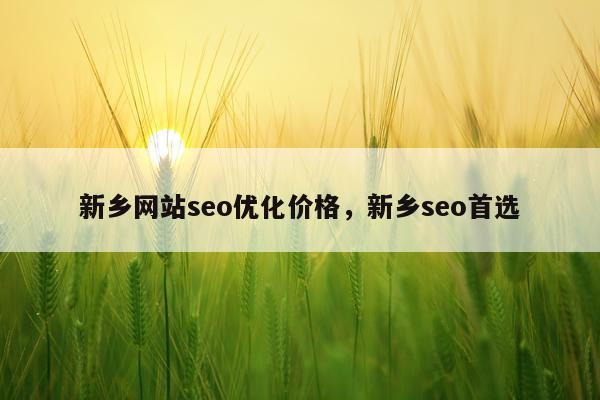 新乡网站seo优化价格，新乡seo首选