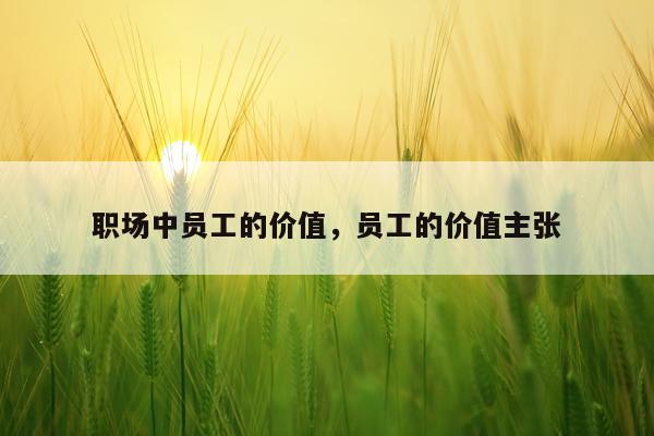 职场中员工的价值，员工的价值主张