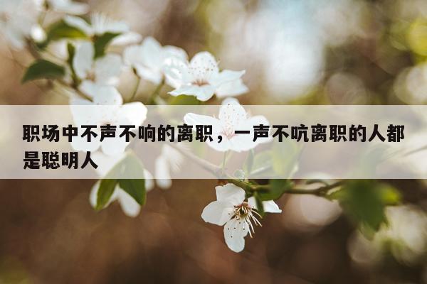职场中不声不响的离职，一声不吭离职的人都是聪明人