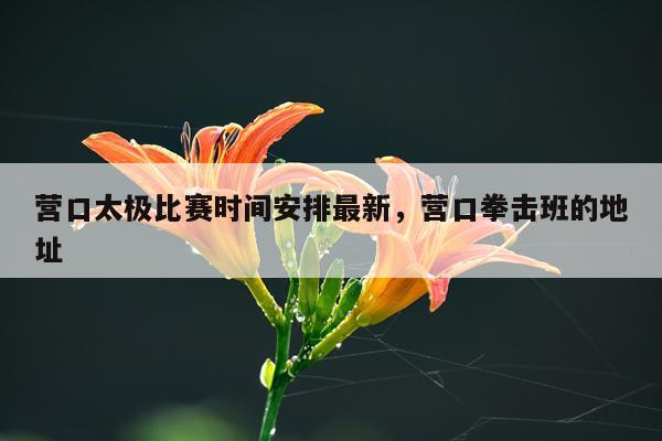 营口太极比赛时间安排最新，营口拳击班的地址