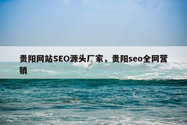 贵阳网站SEO源头厂家,贵阳seo全网营销