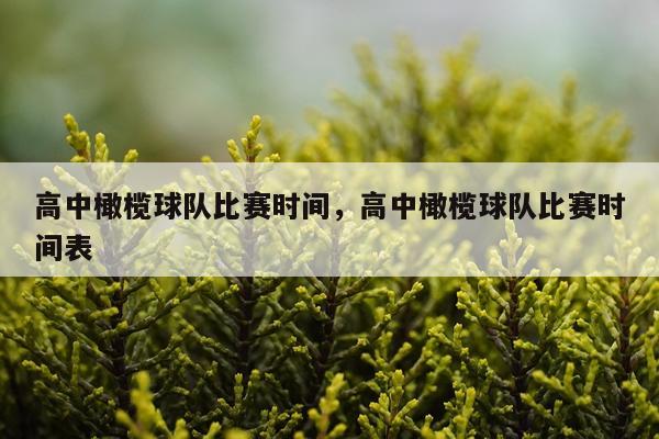 高中橄榄球队比赛时间，高中橄榄球队比赛时间表
