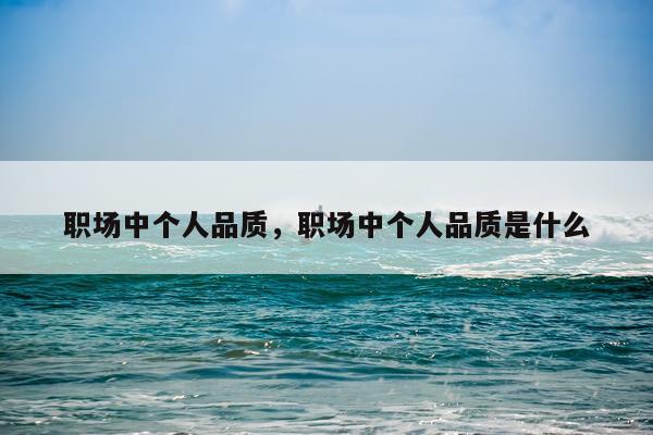 职场中个人品质,职场中个人品质是什么