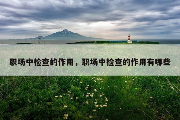 职场中检查的作用,职场中检查的作用有哪些
