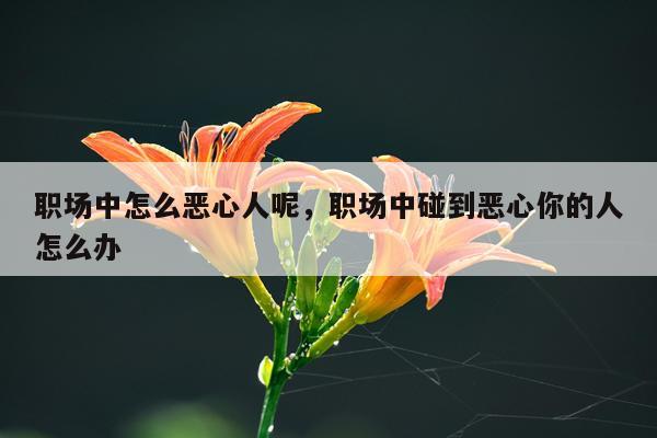 职场中怎么恶心人呢,职场中碰到恶心你的人怎么办
