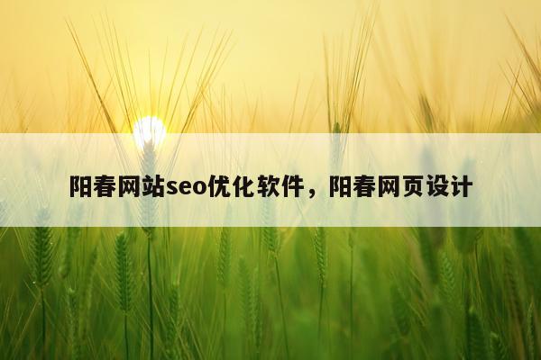阳春网站seo优化软件,阳春网页设计