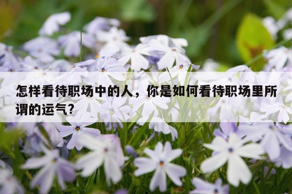 怎样看待职场中的人,你是如何看待职场里所谓的运气?