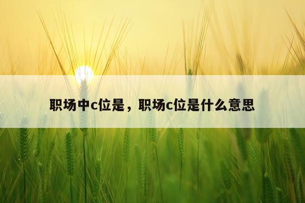 职场中c位是,职场c位是什么意思
